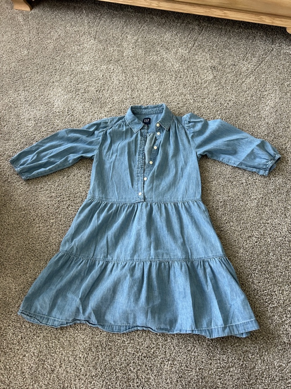 GAP Light Blue Denim Tiered Shirt Dress